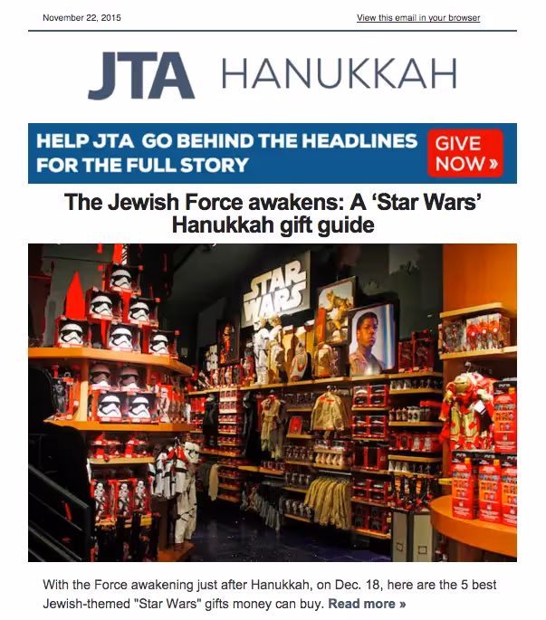 Star Wars Email from JTA