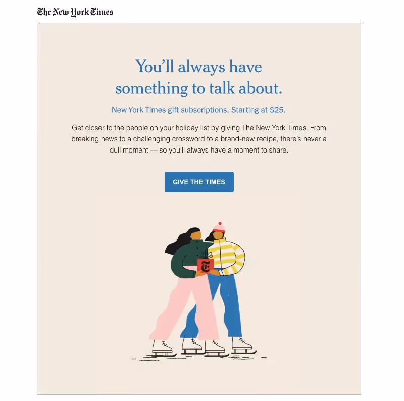 holiday email New York Times