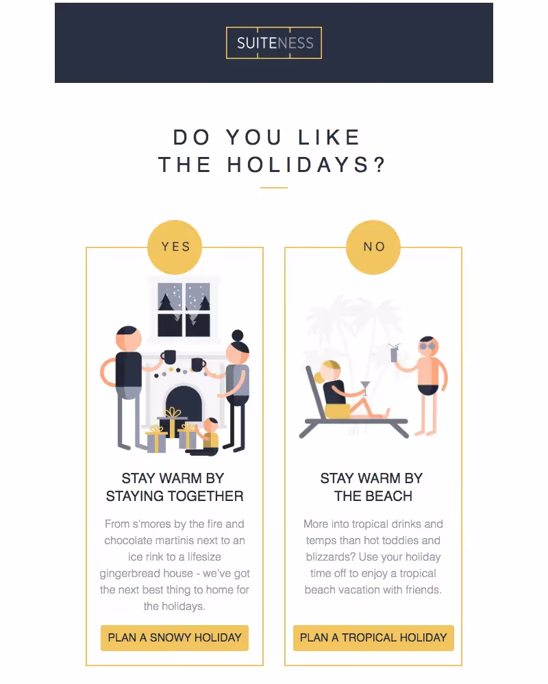 holiday emails Suiteness