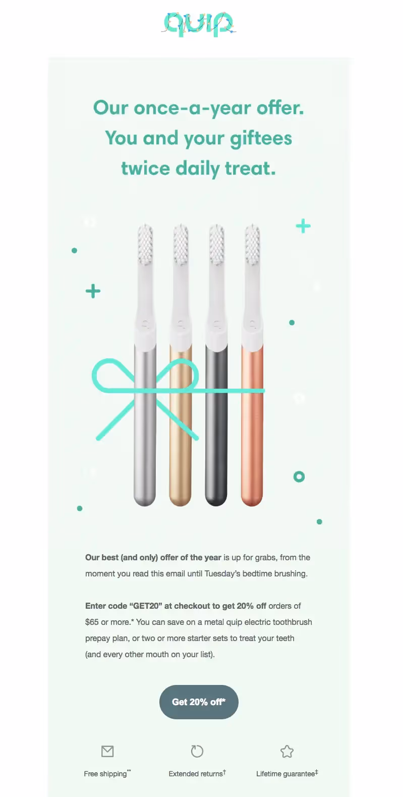 holiday email Quip