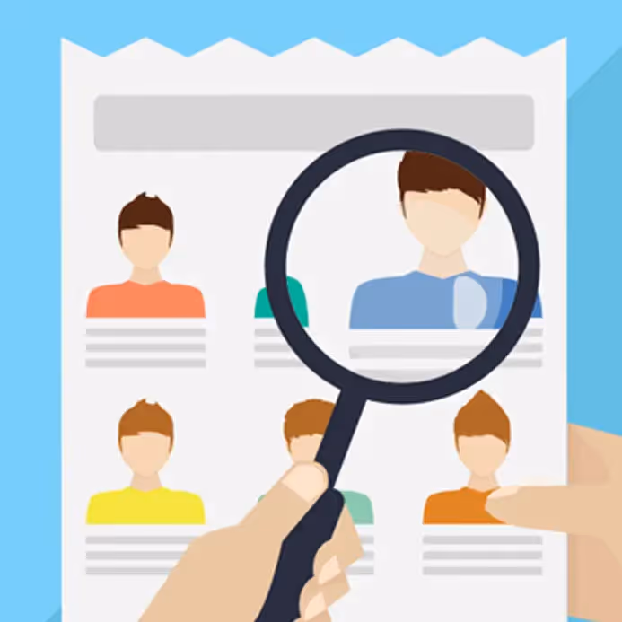 Illustration of a magnifying glass over a profile image, representing a tutorial on creating personalized birthday emails.