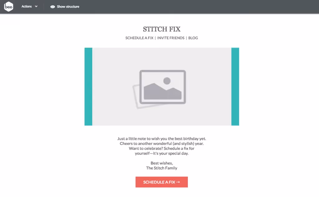 BEE editor personalized images in email