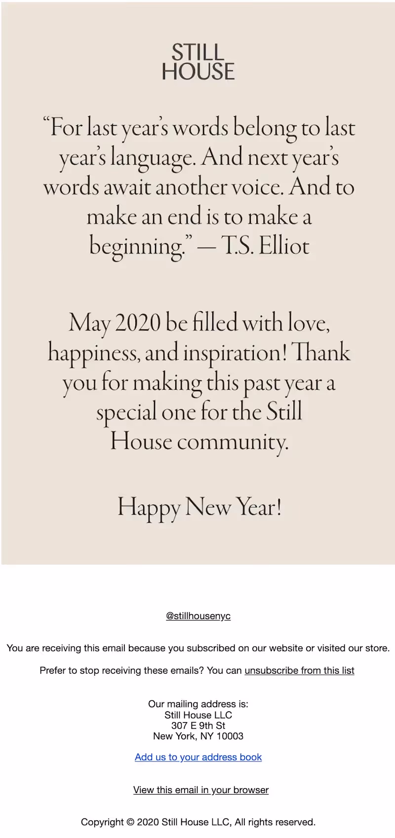 new year's email