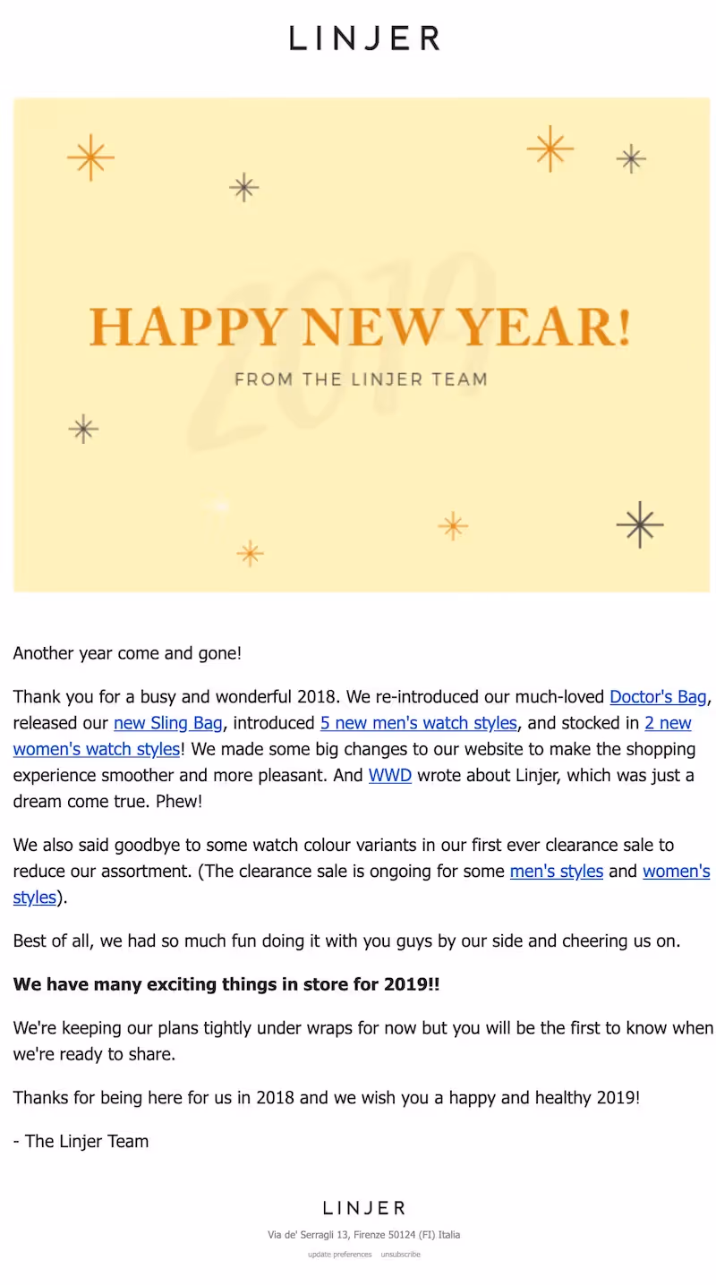happy new year email