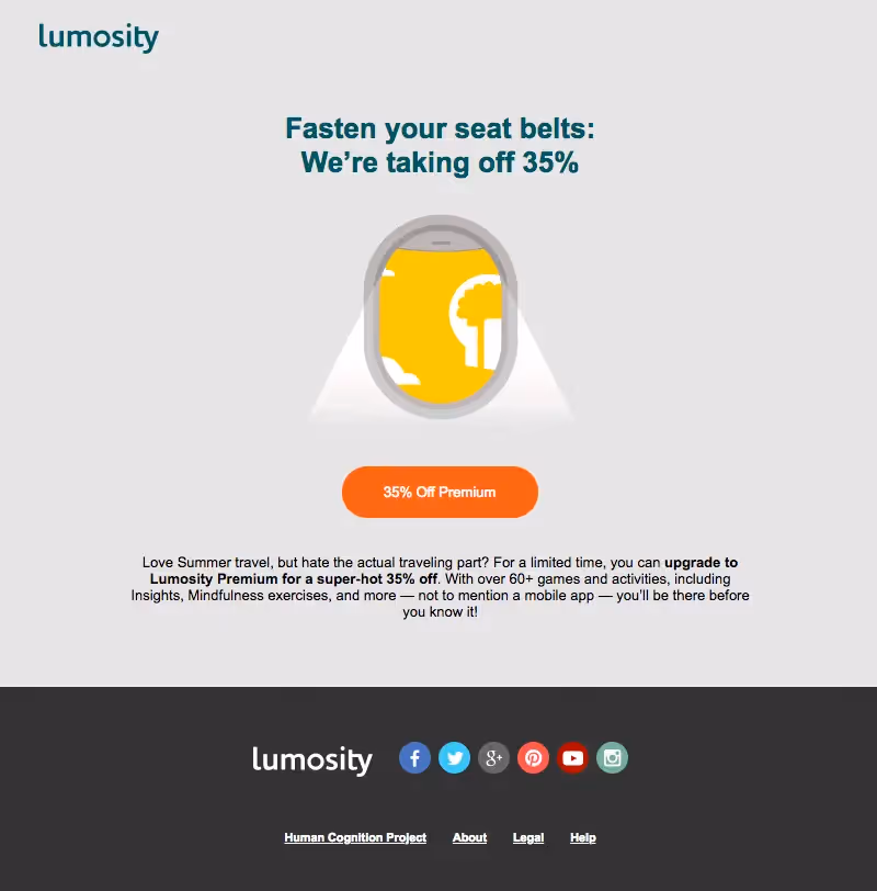 Lumosity vacation emails