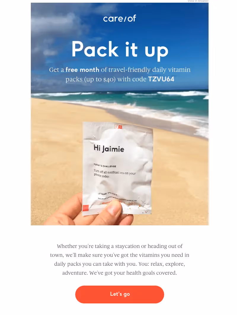 care/of vacation emails
