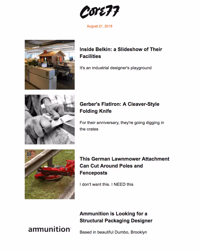 Core77 responsive email templates