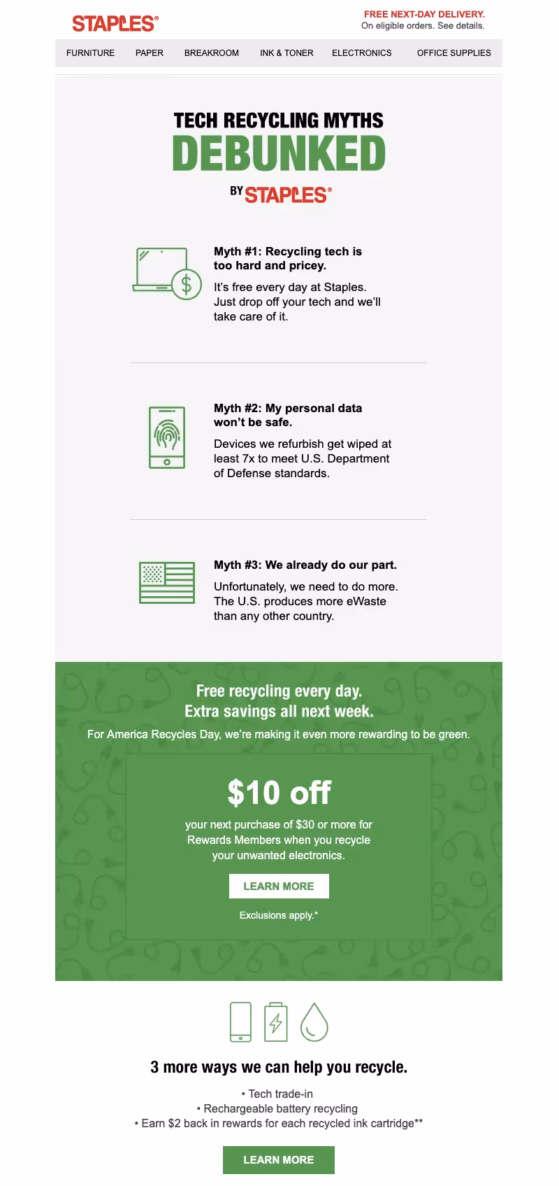 staples discount email
