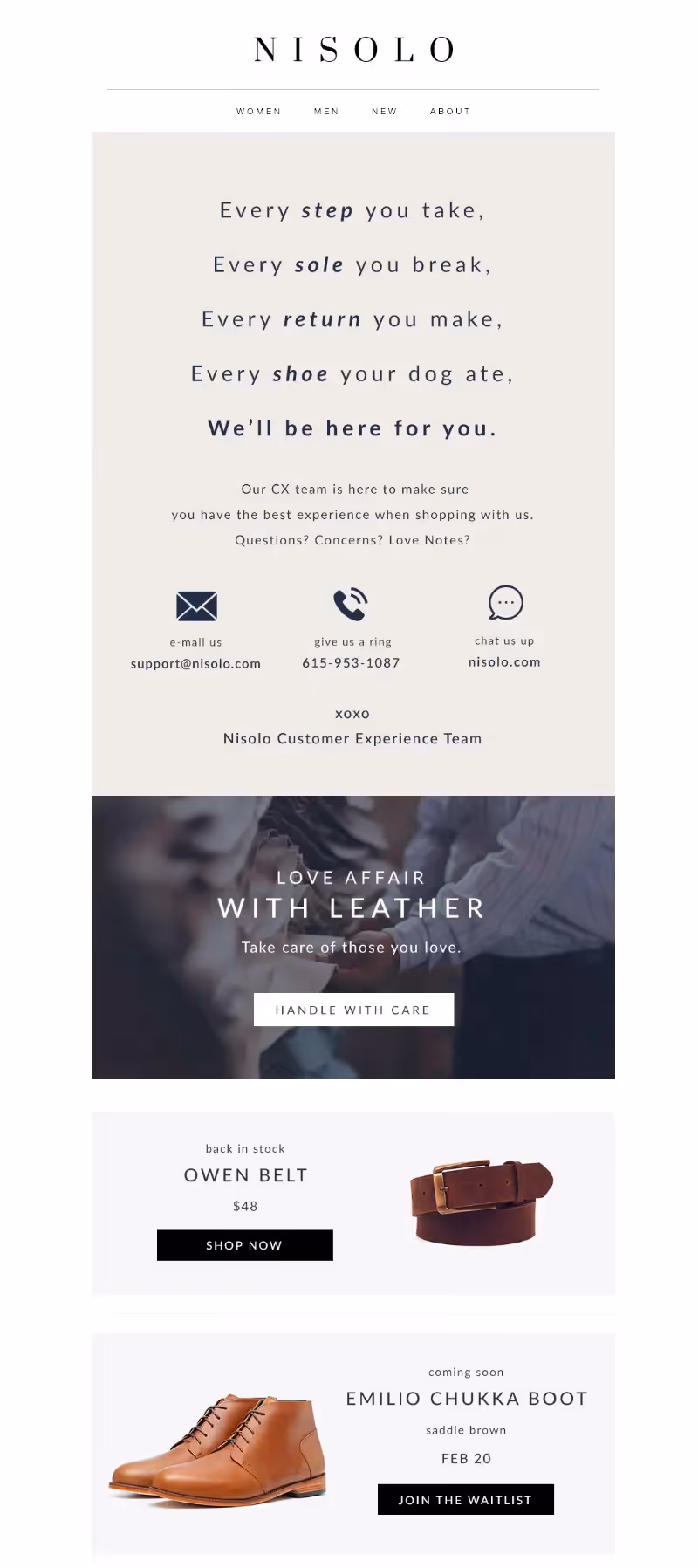nisolo valentine's day email campaign