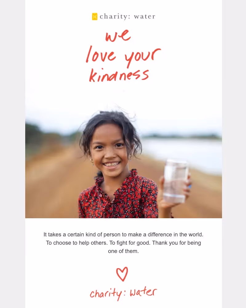 charity water valentine's day email marketing sample