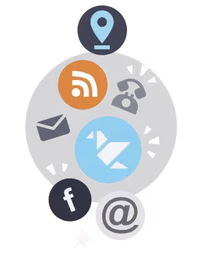 Illustration of icons like email, phone, and social media, representing a tutorial on how to design an email footer.
