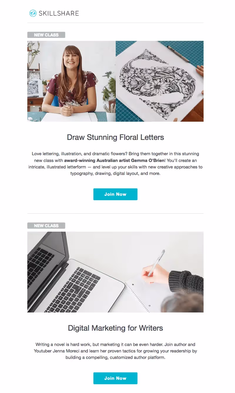 skillshare online education emails