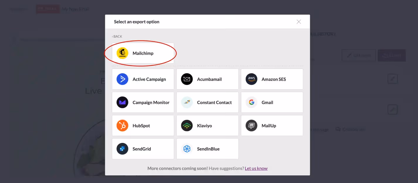 display of connector list