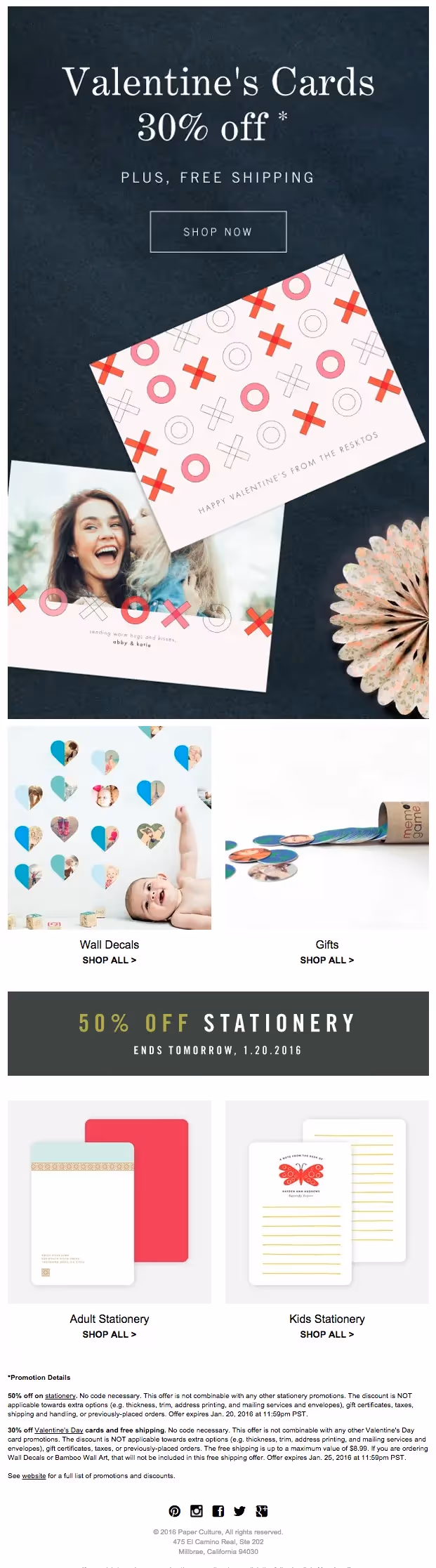 Elegant Valentine's Day Email Design from Paper Culture