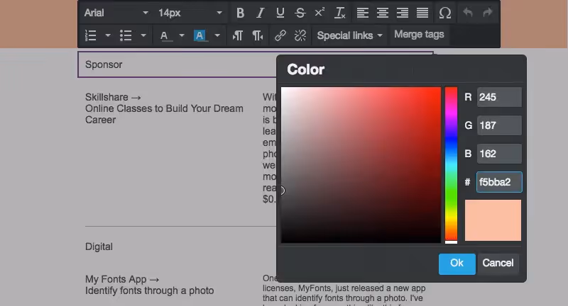 color blocking email