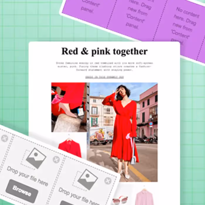 An email template with fashion items in a grid layout, symbolizing a tutorial on how to build an image grid in emails.