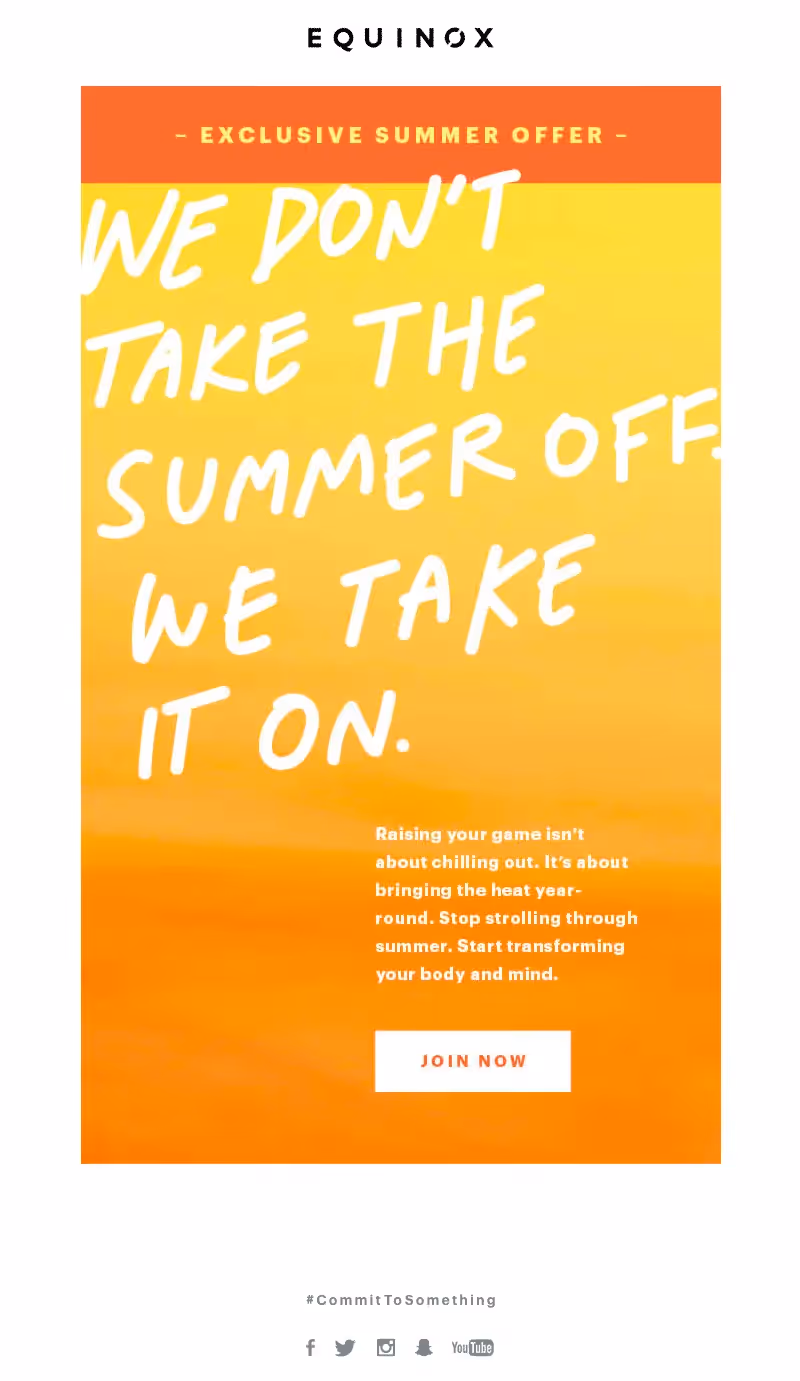 Equinox summer sales emails