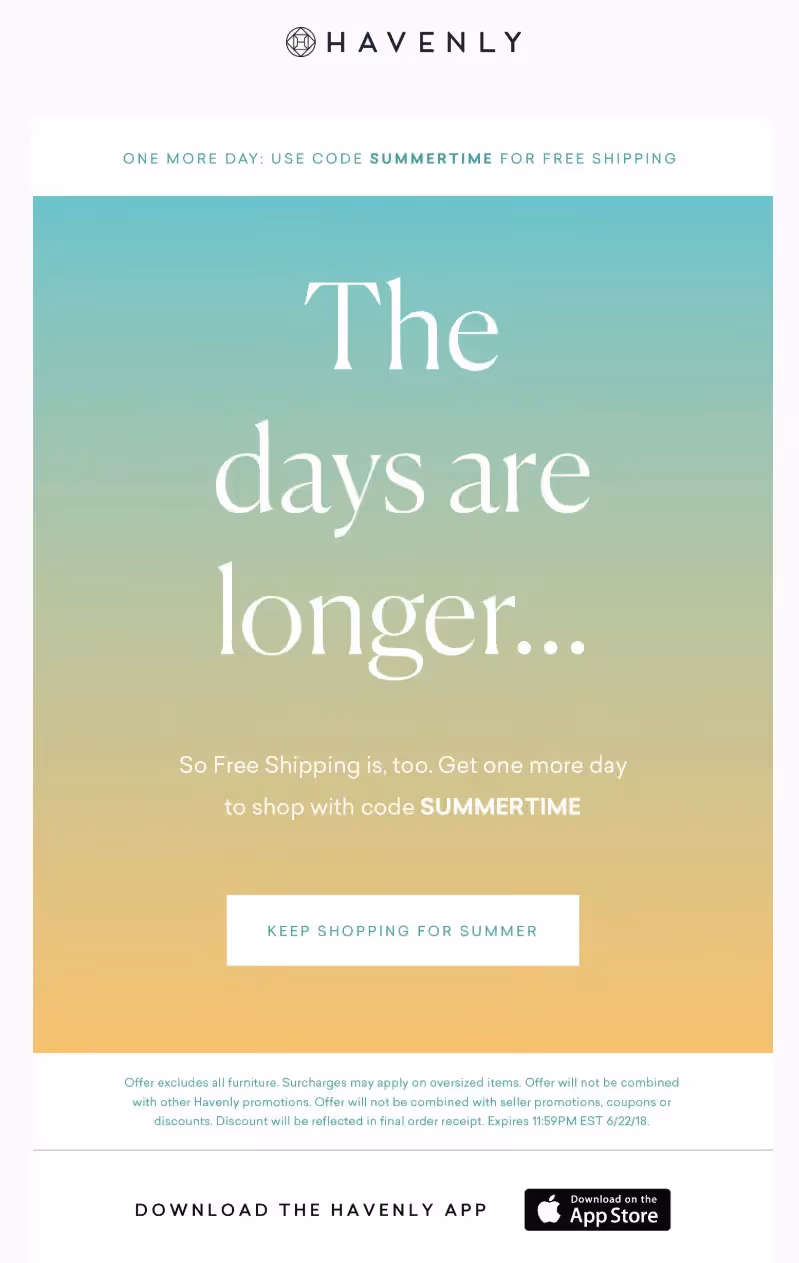havenly summer sales emails