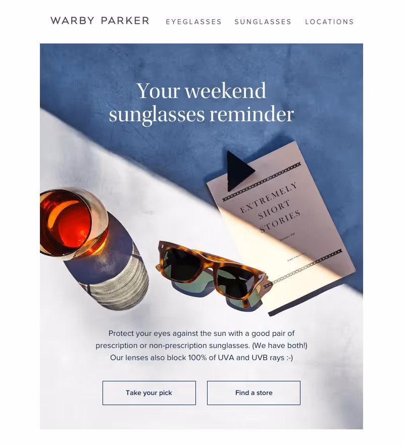 warby parker summer sales emails