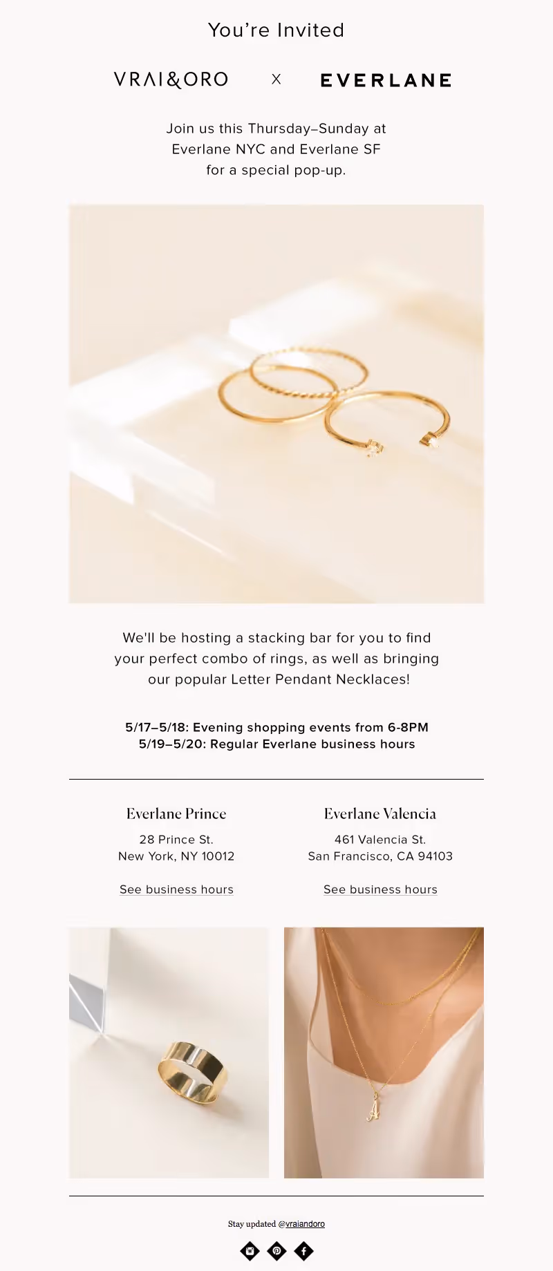 Vrai & Oro Everlane brand collaboration emails