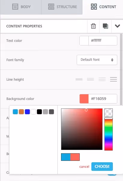 change button color in a step-by-step guide in the BEE editor