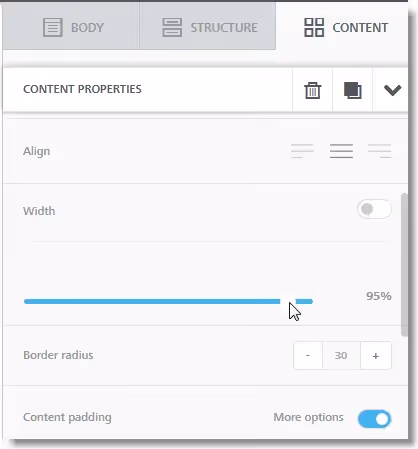 full button width in a step-by-step guide in the BEE editor