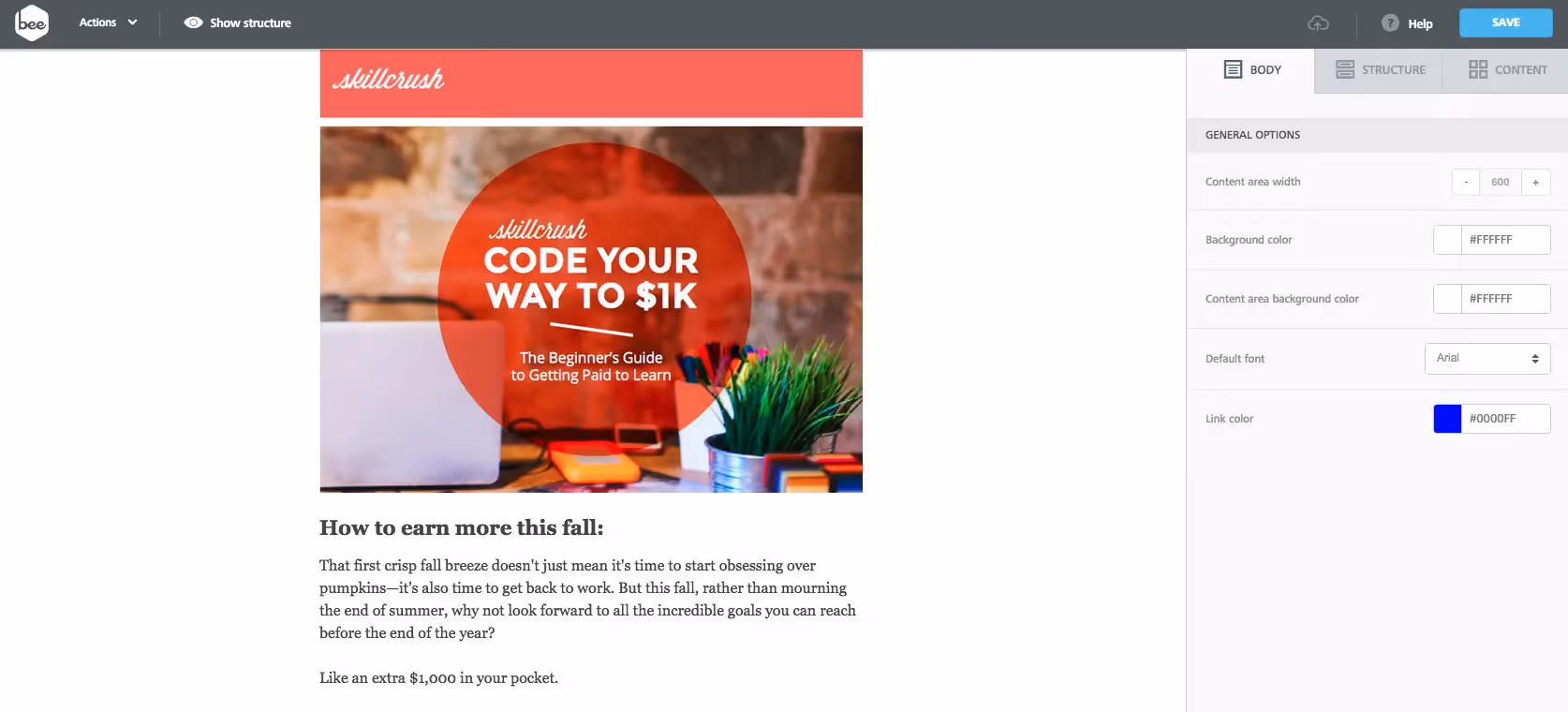 A step-by-step guide in the BEE editor