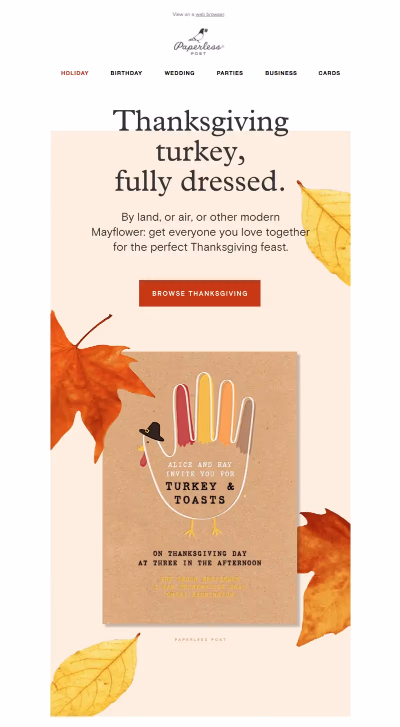 Paperless Post Thanksgiving email design