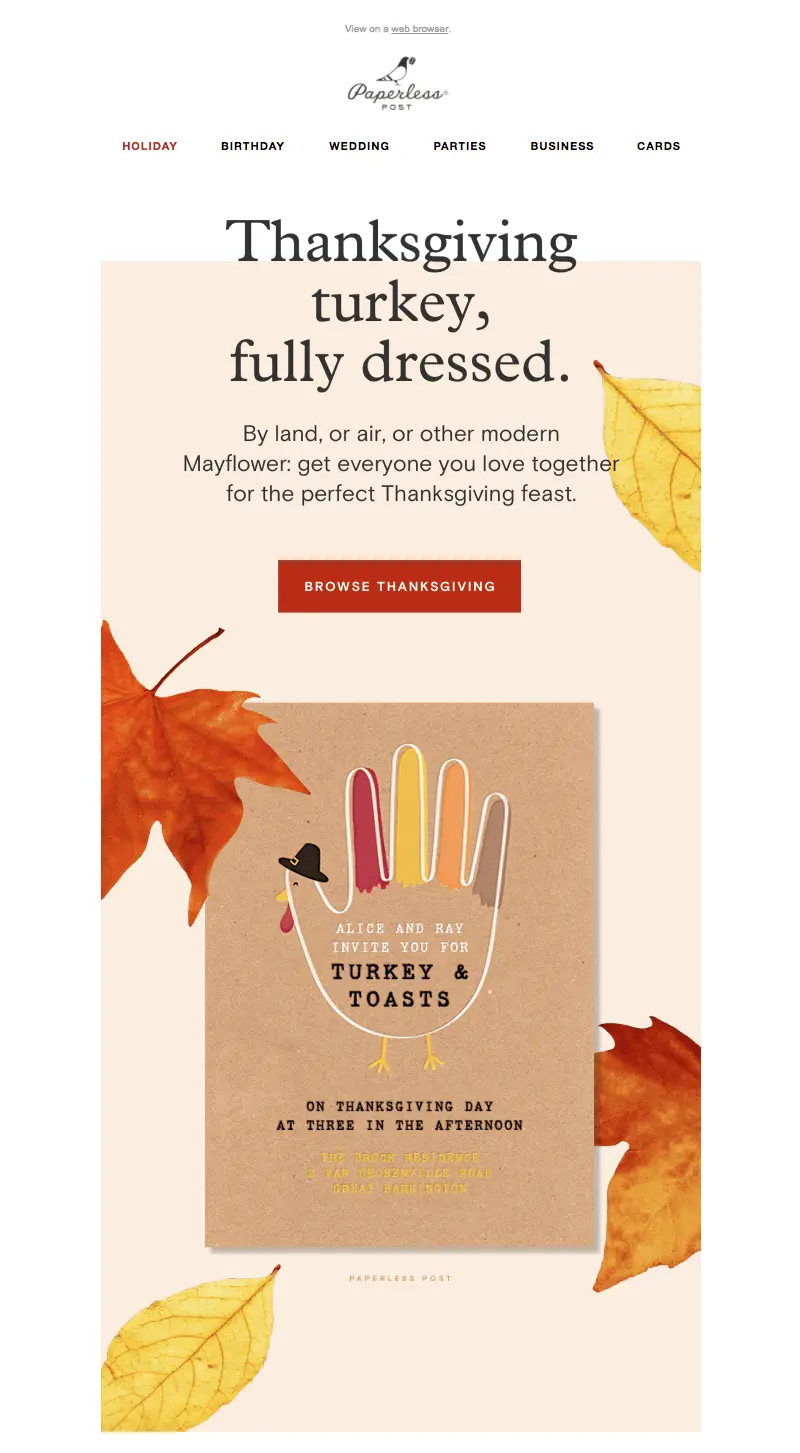 Paperless Post Thanksgiving email design