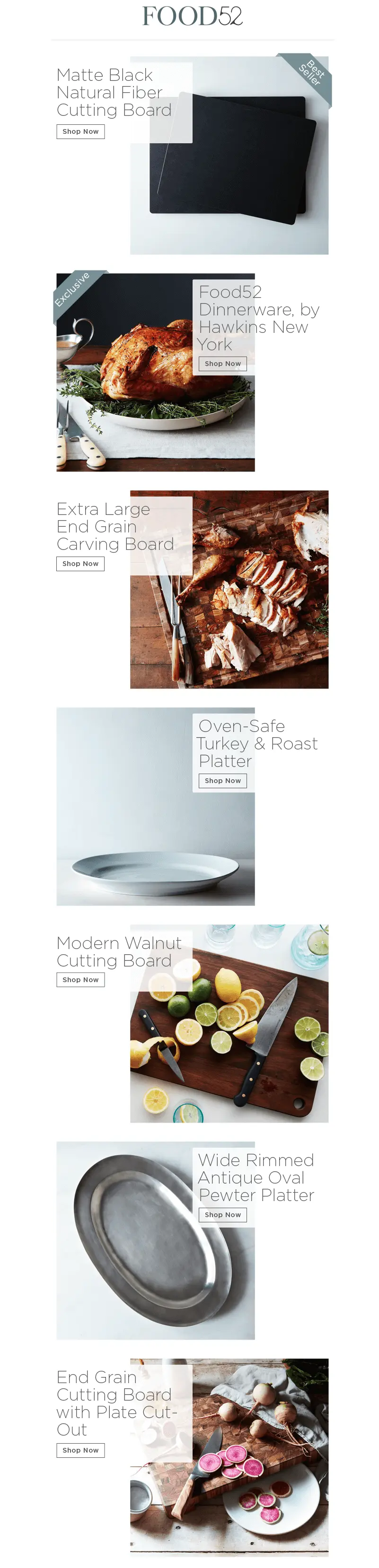 Food52 Thanksgiving email design