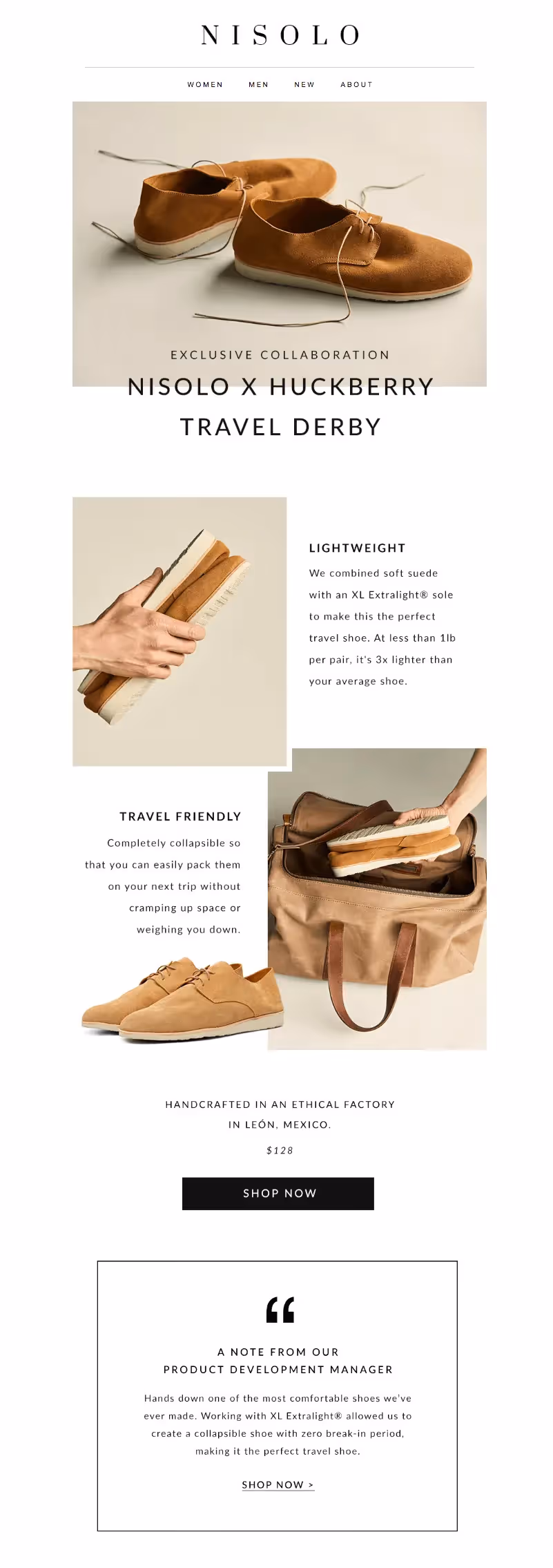 Nisolo Huckberry brand collaboration emails
