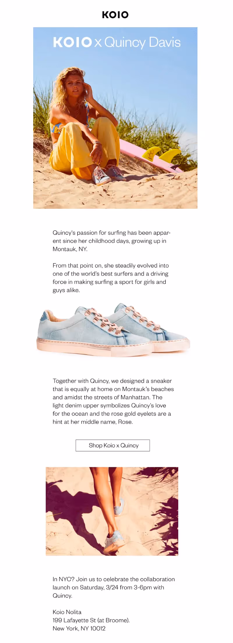 Koio Quincy Davis brand collaboration emails