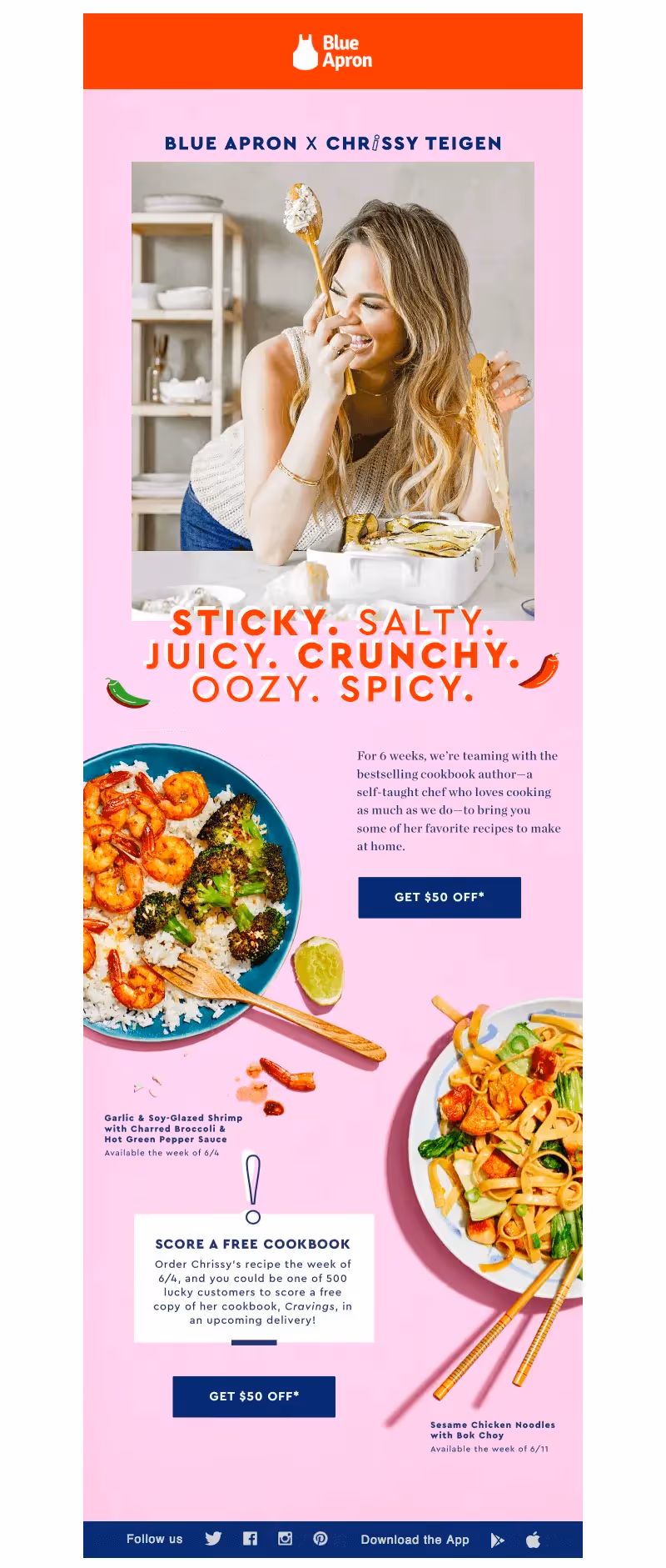 Blue Apron Chrissy Teigen brand collaboration emails