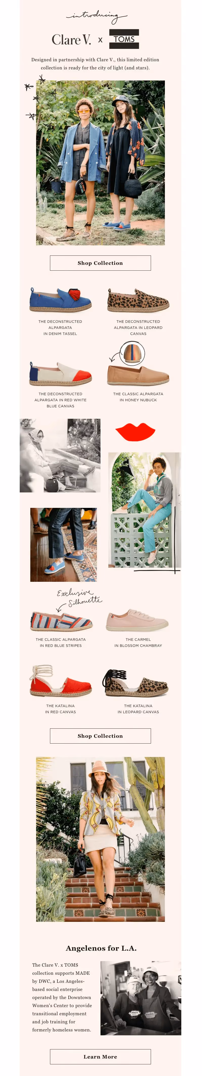 TOMS Clare V. brand collaboration emails
