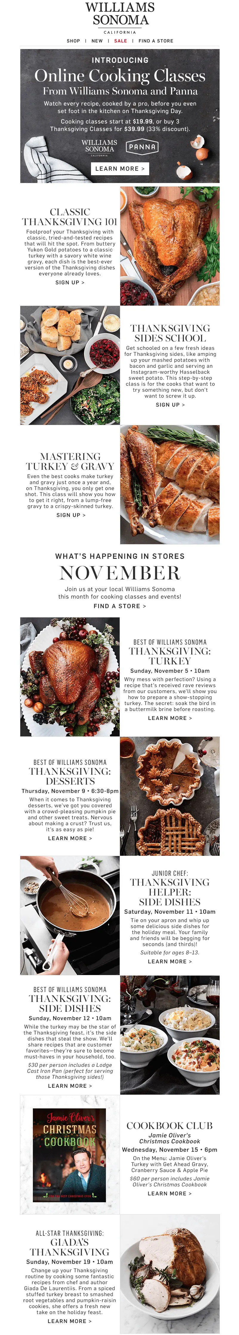 Williams Sonoma Thanksgiving email design