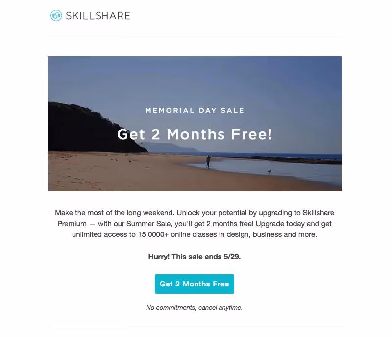 Skillshare upgrade emails