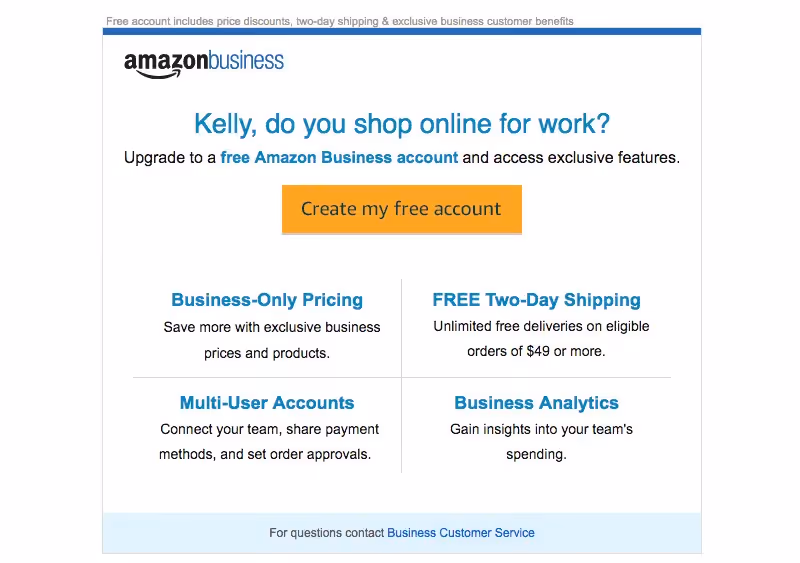 Amazon Business upgrade emails
