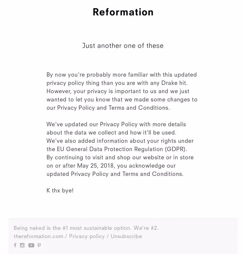 Reformation GDPR emails