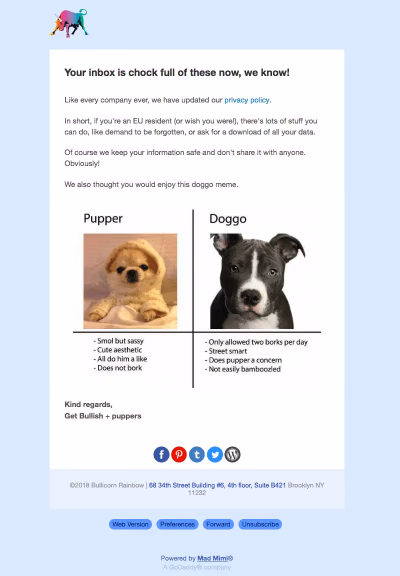 Bullish GDPR emails