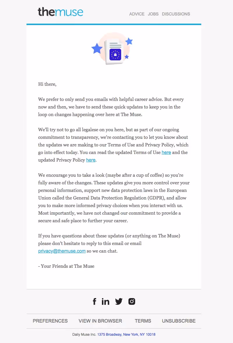 The Muse GDPR emails