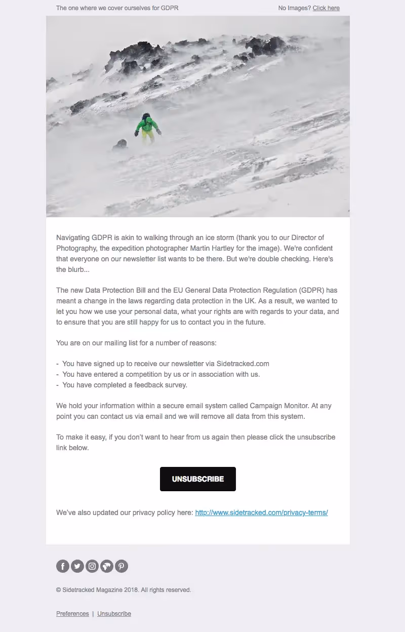 Sidetracked GDPR emails