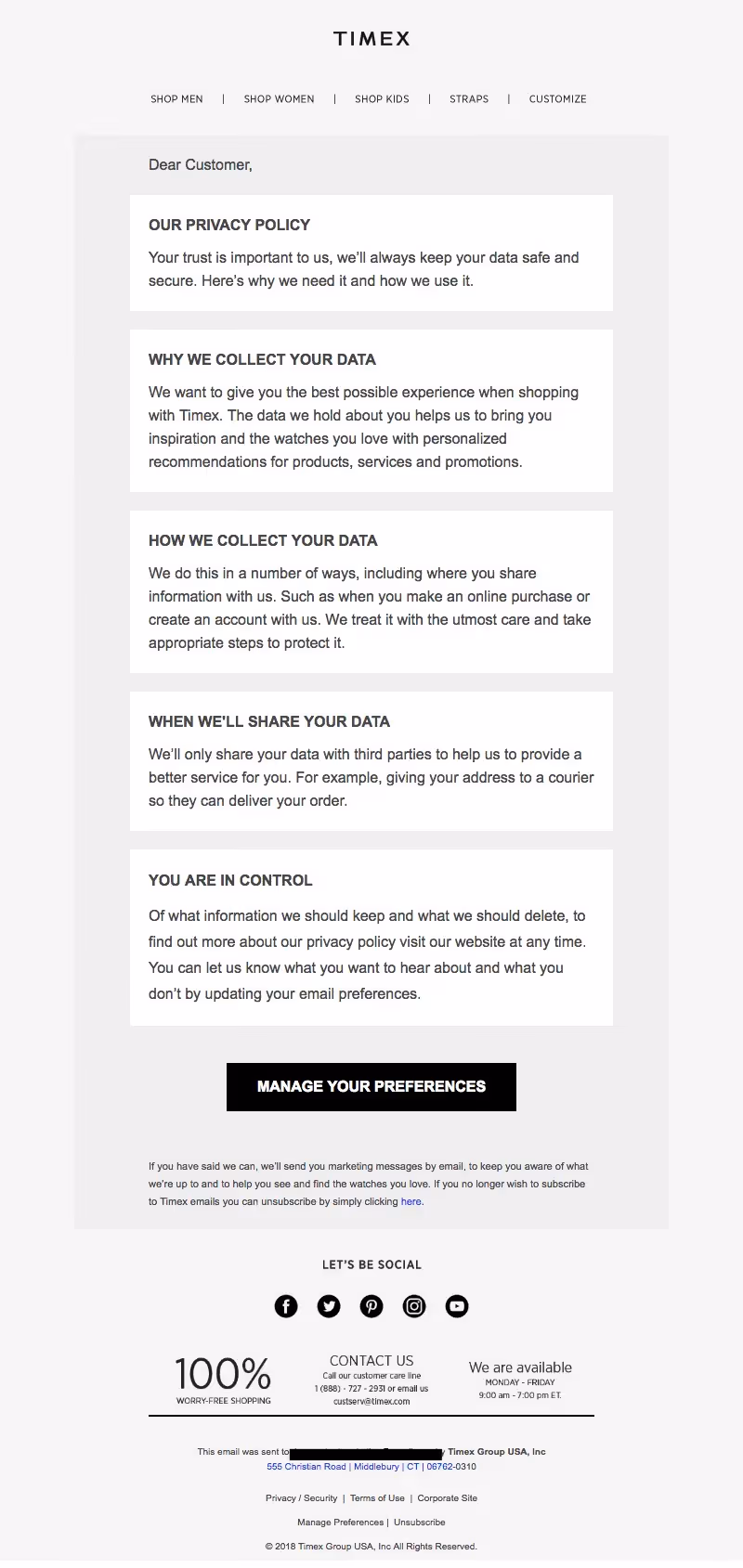 Timex GDPR emails