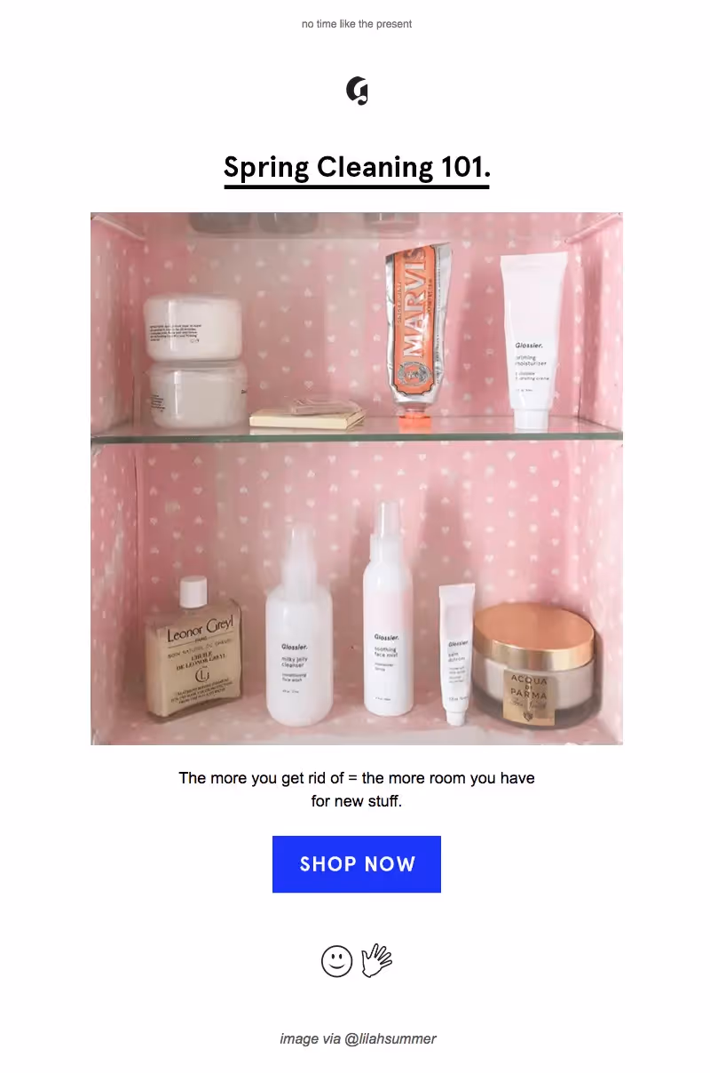 Glossier spring cleaning emails