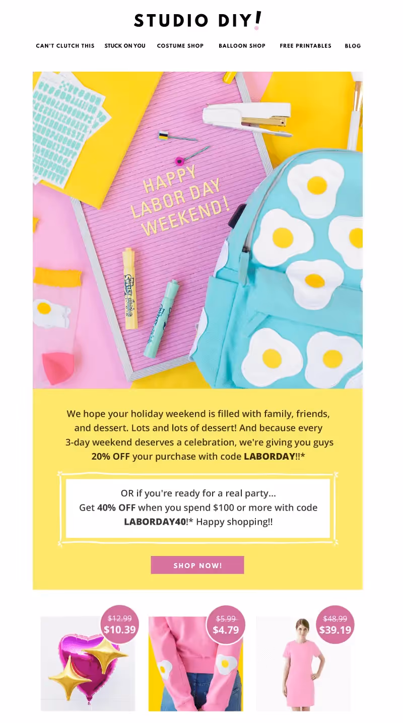 Labor Day weekend emails
