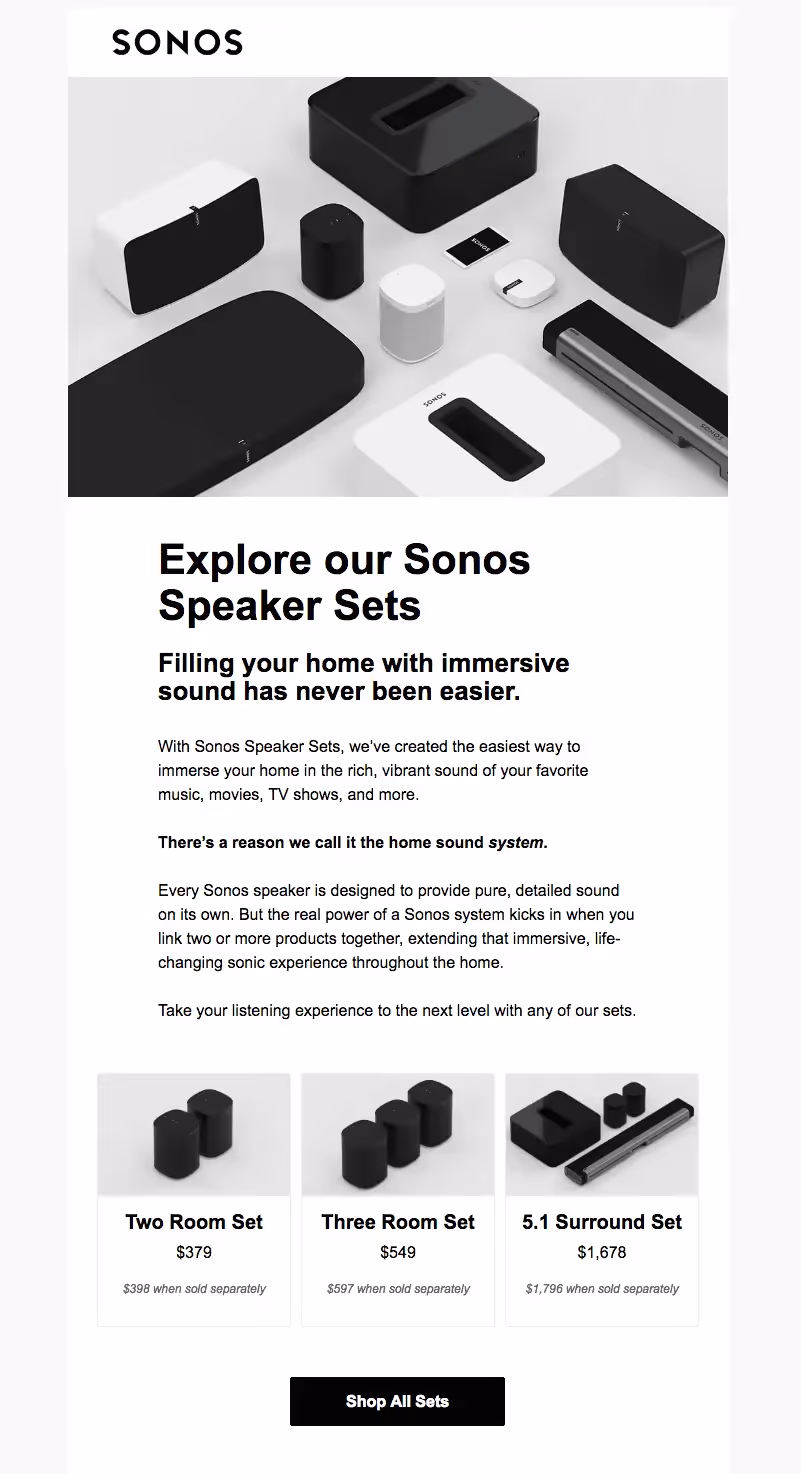 Sonos black and white emails