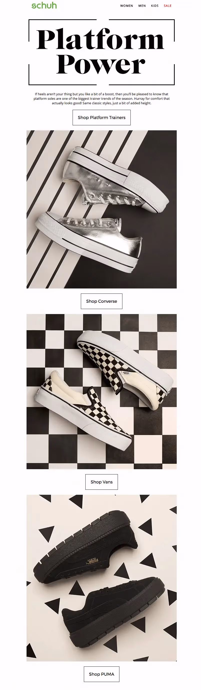 Schuh black and white emails