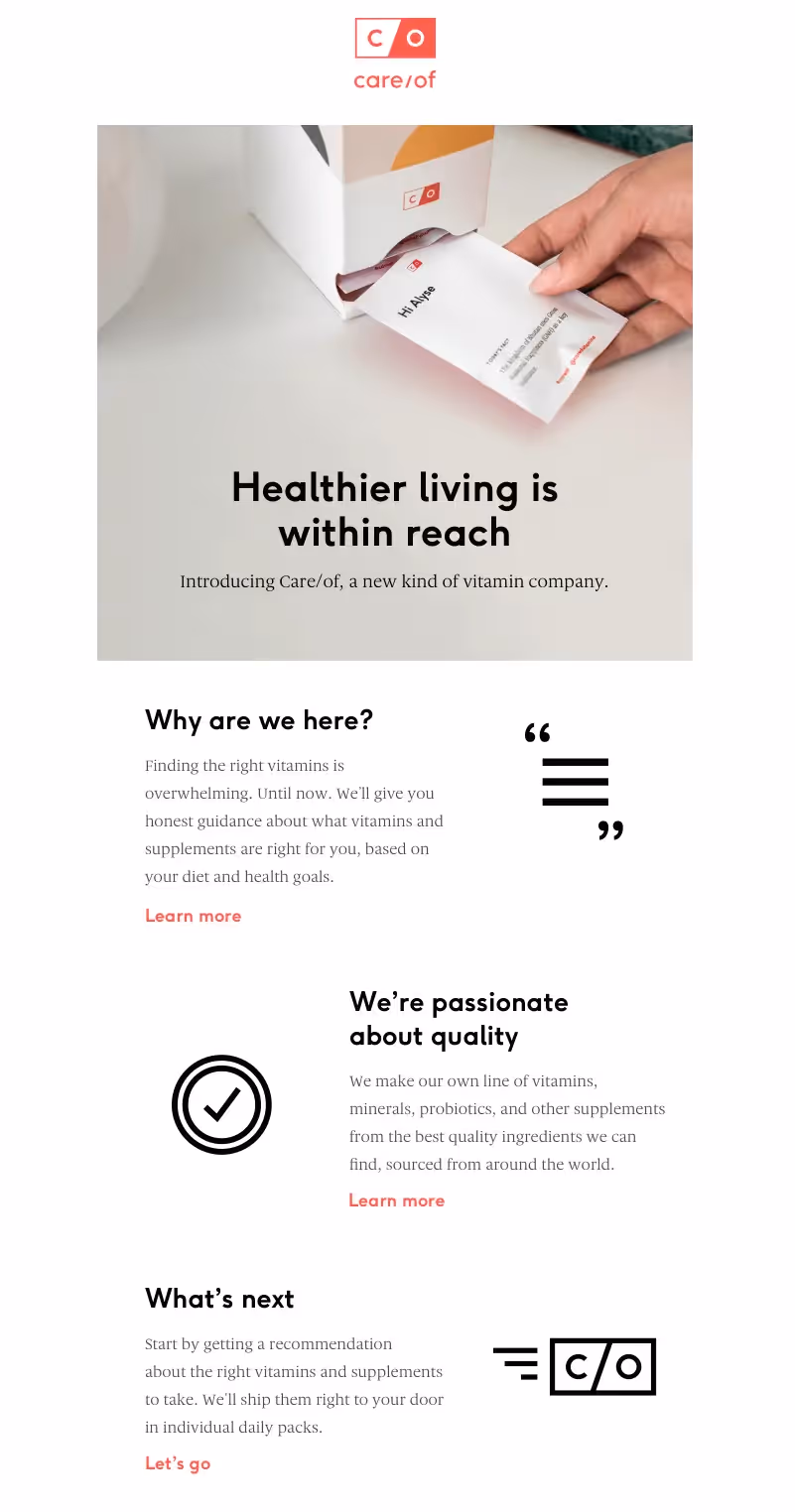 Care/Of Health and Wellness industry emails