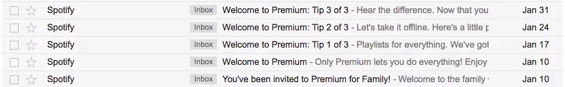 Spotify Getting started emails