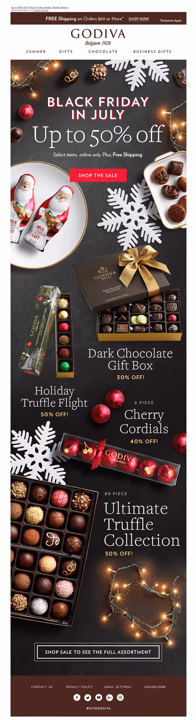 Godiva Christmas in July
