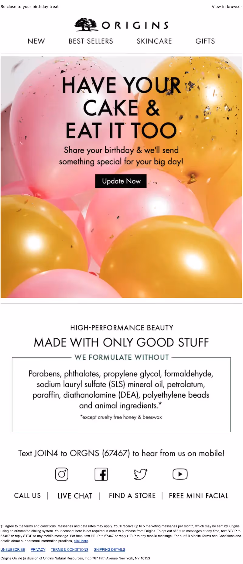 email to collect customer birthday